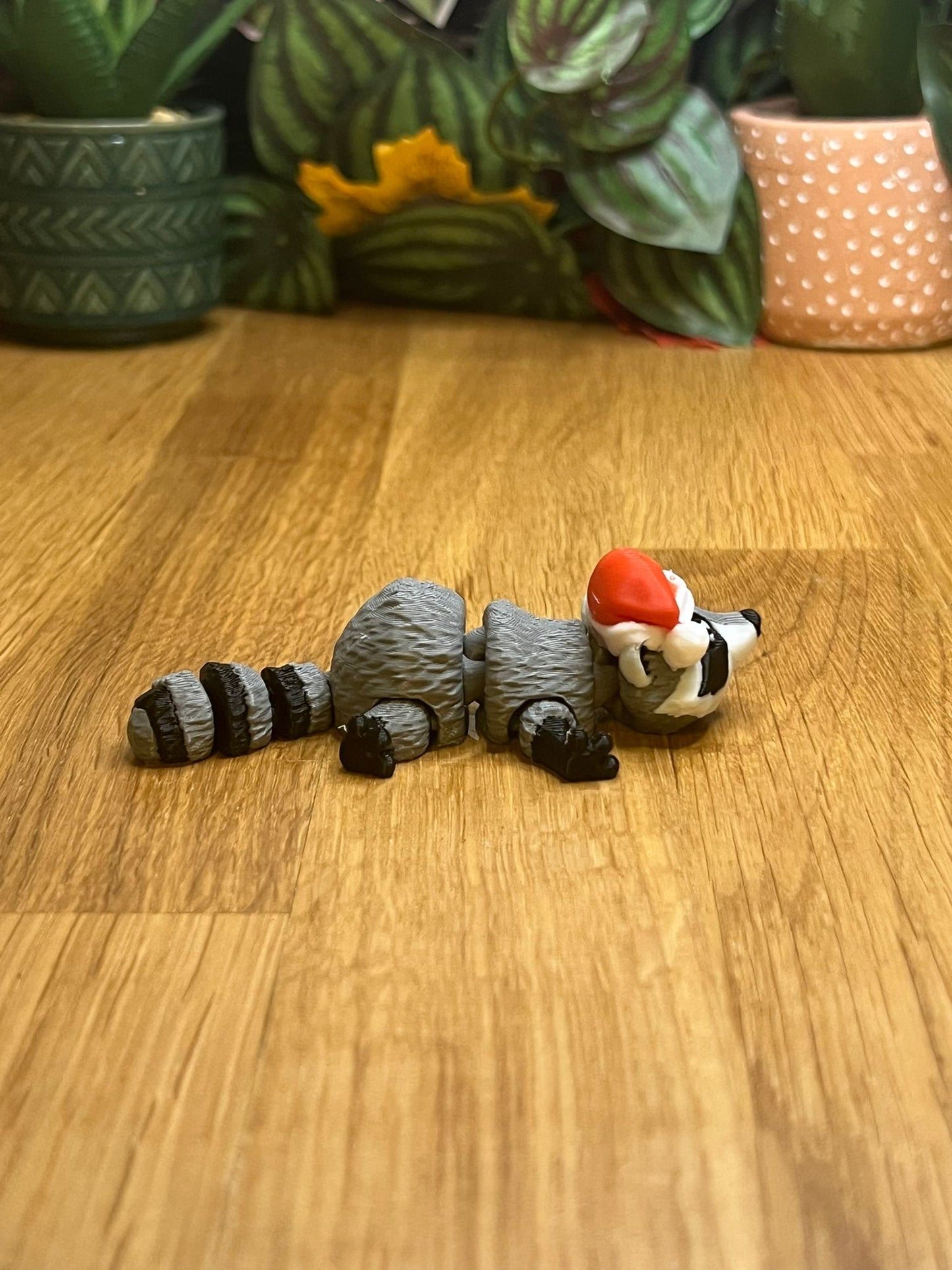 Mini Christmas Raccoon - Fidget Toy, Festive Decor - side view