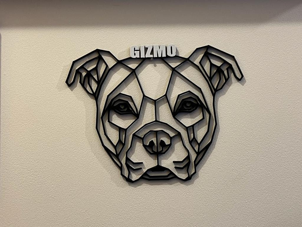 Personalised Geometric American Bulldog Wall Art - colour option