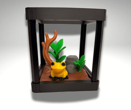 Tiny Golden Poison Frog Terrarium - 3D Printed Frog and Terrarium - Room Decor - product photo