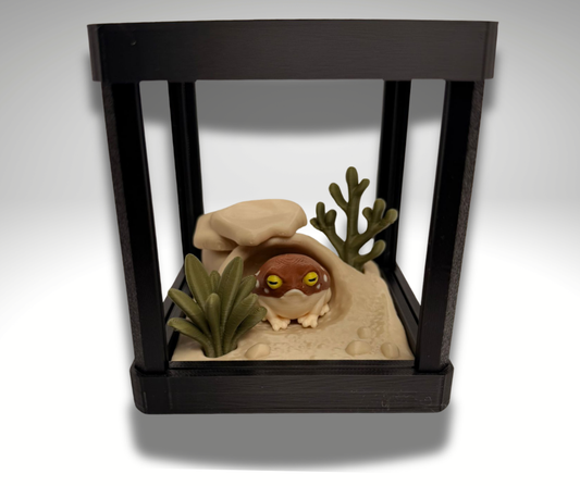 Tiny Desert Frog Terrarium - 3D Printed Frog and Terrarium - Room Decor - product photo
