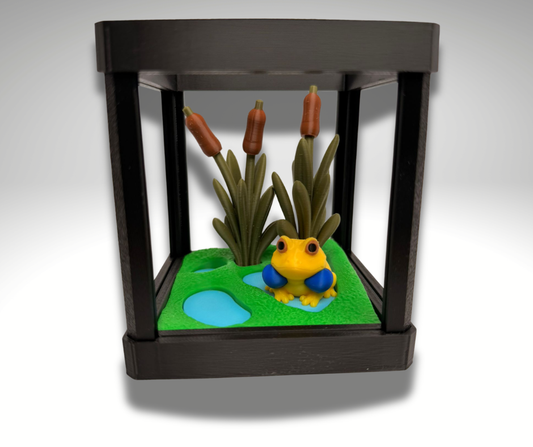 Tiny Indian Bull Frog Terrarium - 3D Printed Frog and Terrarium - Room Decor - product photo