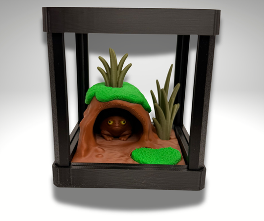 Tiny Black Rain Frog Terrarium - 3D Printed Frog and Terrarium - Room Decor - product photo