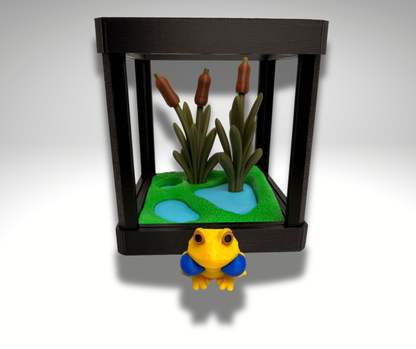 Tiny Indian Bull Frog Terrarium - 3D Printed Frog and Terrarium - Room Decor - alternate angle