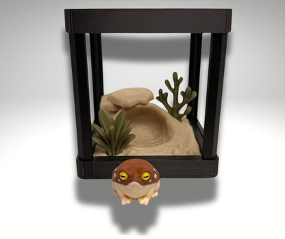Tiny Desert Frog Terrarium - 3D Printed Frog and Terrarium - Room Decor - alternate angle