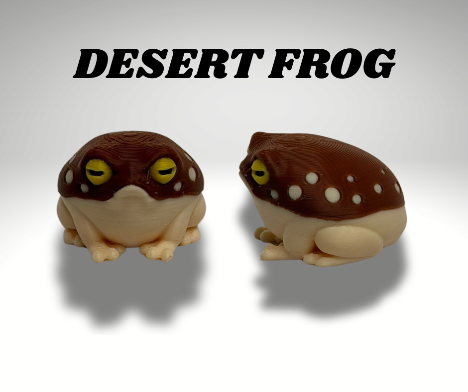 Tiny Desert Frog Terrarium - 3D Printed Frog and Terrarium - Room Decor - detail view