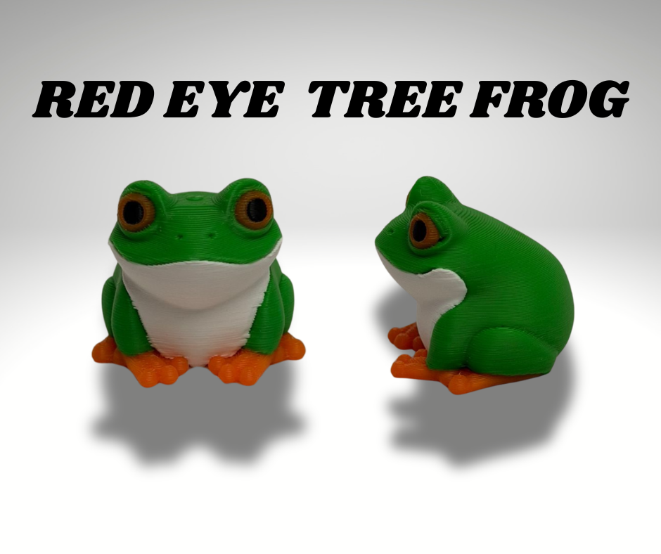 Tiny Red Eyed Tree Frog Terrarium - 3D Printed Frog and Terrarium - Room Decor - detail view
