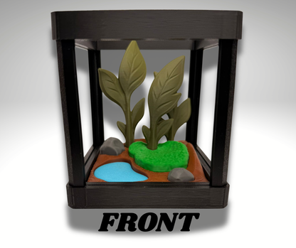 Tiny Pacman Frog Terrarium - 3D Printed Frog and Terrarium - Room Decor