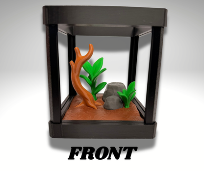 Tiny Golden Poison Frog Terrarium - 3D Printed Frog and Terrarium - Room Decor - scale view