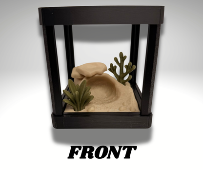Tiny Desert Frog Terrarium - 3D Printed Frog and Terrarium - Room Decor - scale view