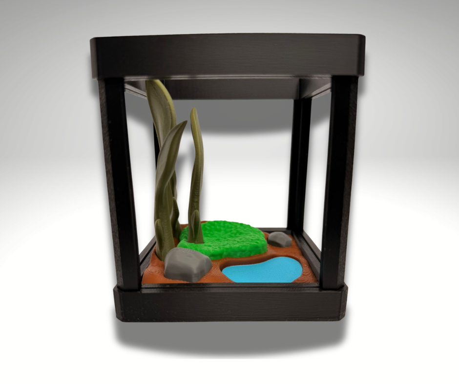 Tiny Pacman Frog Terrarium - 3D Printed Frog and Terrarium - Room Decor