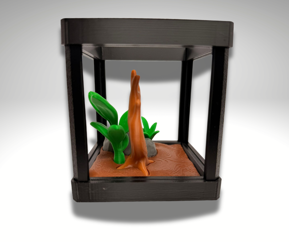 Tiny Golden Poison Frog Terrarium - 3D Printed Frog and Terrarium - Room Decor - colour option