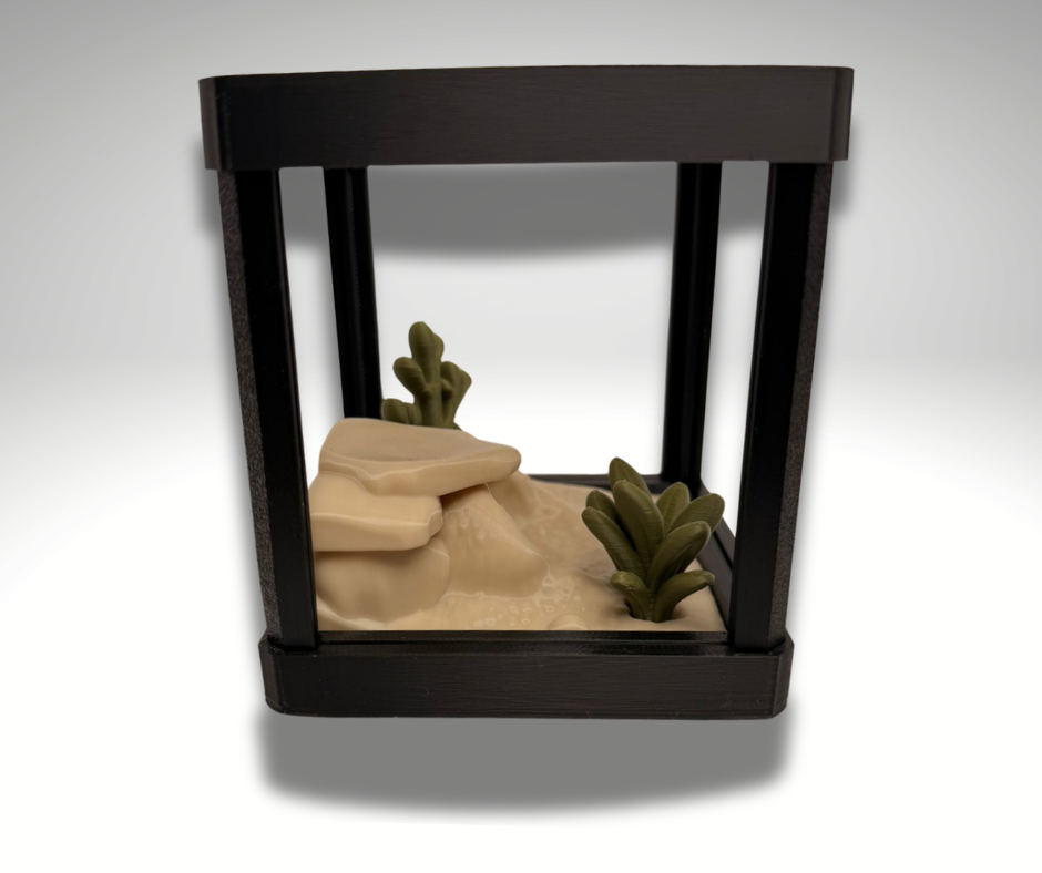 Tiny Desert Frog Terrarium - 3D Printed Frog and Terrarium - Room Decor - colour option