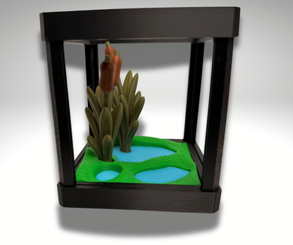 Tiny Red Eyed Tree Frog Terrarium - 3D Printed Frog and Terrarium - Room Decor - colour option