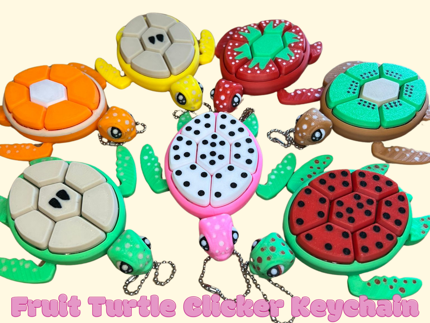 Fruit Turtle Clicker Keychain