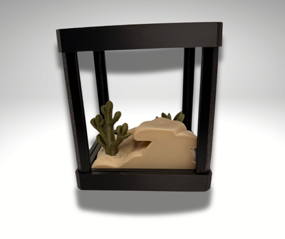 Tiny Desert Frog Terrarium - 3D Printed Frog and Terrarium - Room Decor - display example