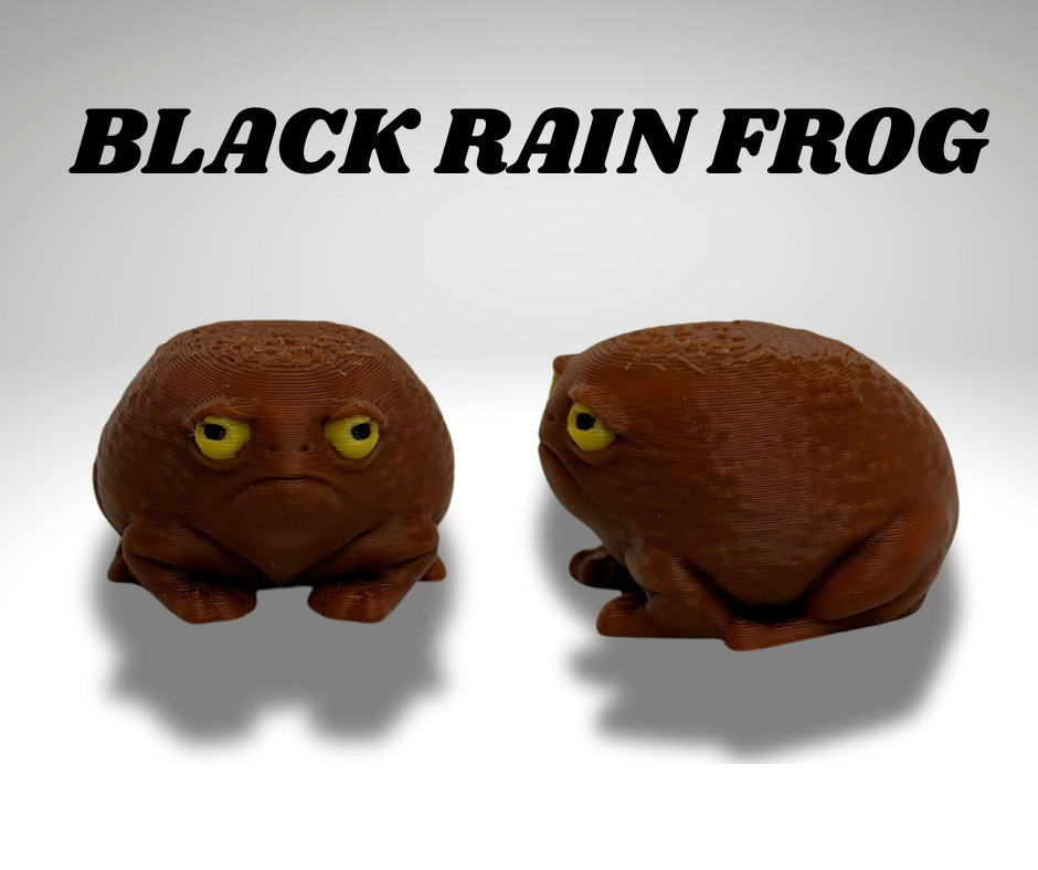 Tiny Black Rain Frog Terrarium - 3D Printed Frog and Terrarium - Room Decor - alternate angle
