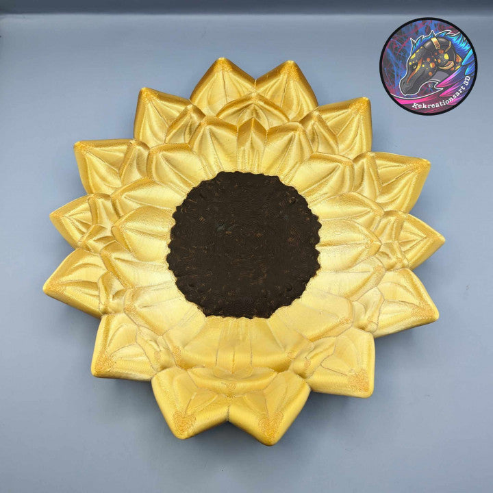 Sunflower Trinket Ring Dish / Key Tray - scale view