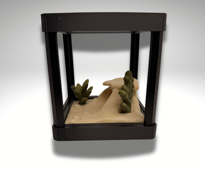 Tiny Desert Frog Terrarium - 3D Printed Frog and Terrarium - Room Decor - side view