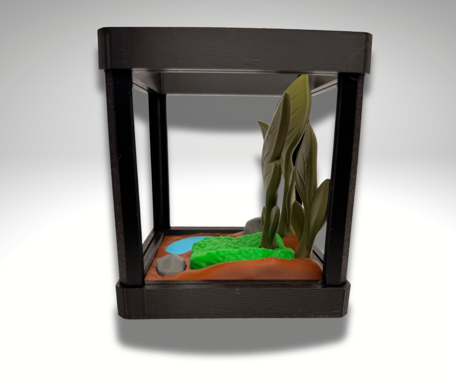 Tiny Pacman Frog Terrarium - 3D Printed Frog and Terrarium - Room Decor