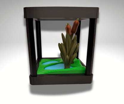 Tiny Indian Bull Frog Terrarium - 3D Printed Frog and Terrarium - Room Decor - side view