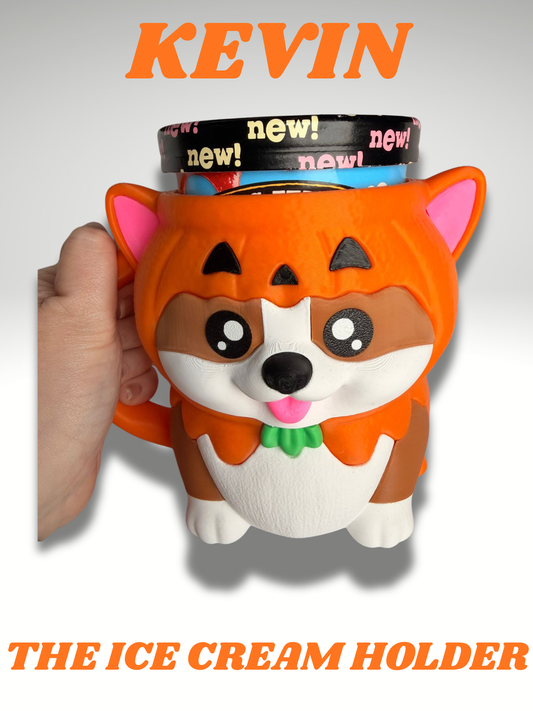 Kevin the Corgi Ice Cream Holder - 3D Printed Cute Ice Pint Holder - product photo