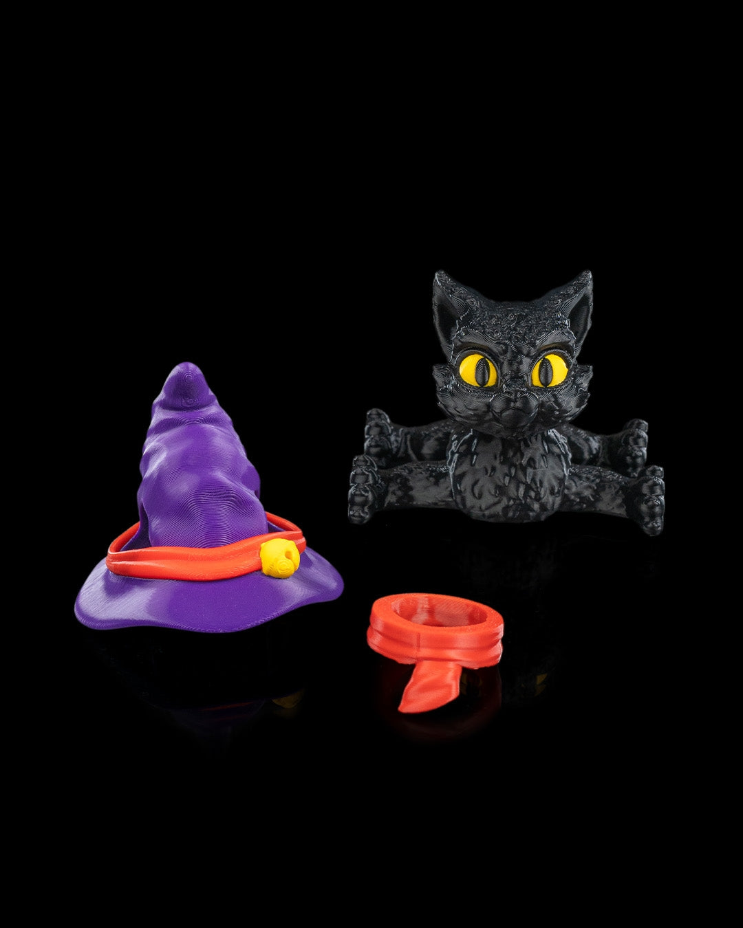 Halloween Cat in a Hat Articulated Fidget Toy - detail view
