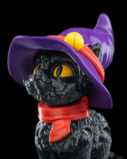 Halloween Cat in a Hat Articulated Fidget Toy - scale view