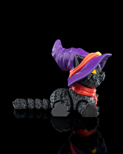 Halloween Cat in a Hat Articulated Fidget Toy - side view