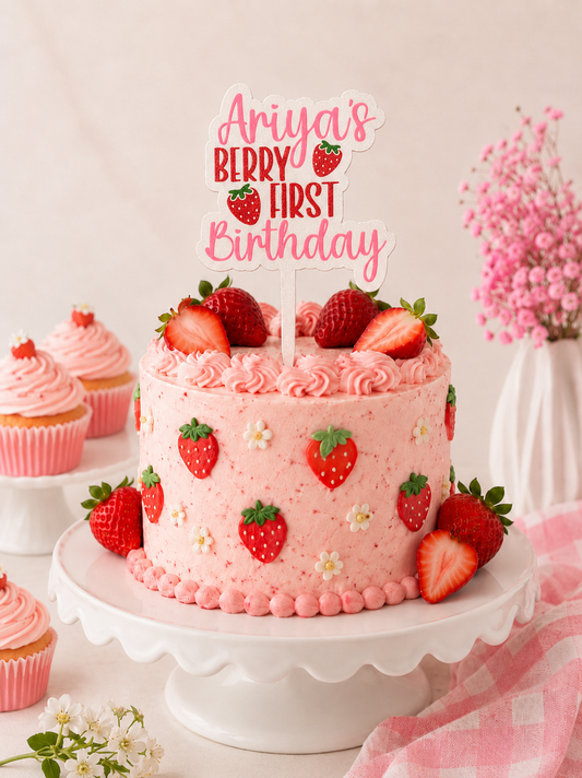 Personalised Berry First Birthday Cake Topper - product photo