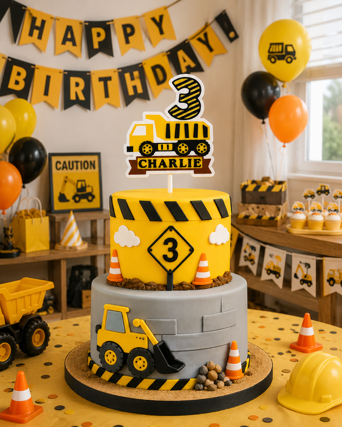 Personalised Dumper Truck Birthday Cake Topper - product photo