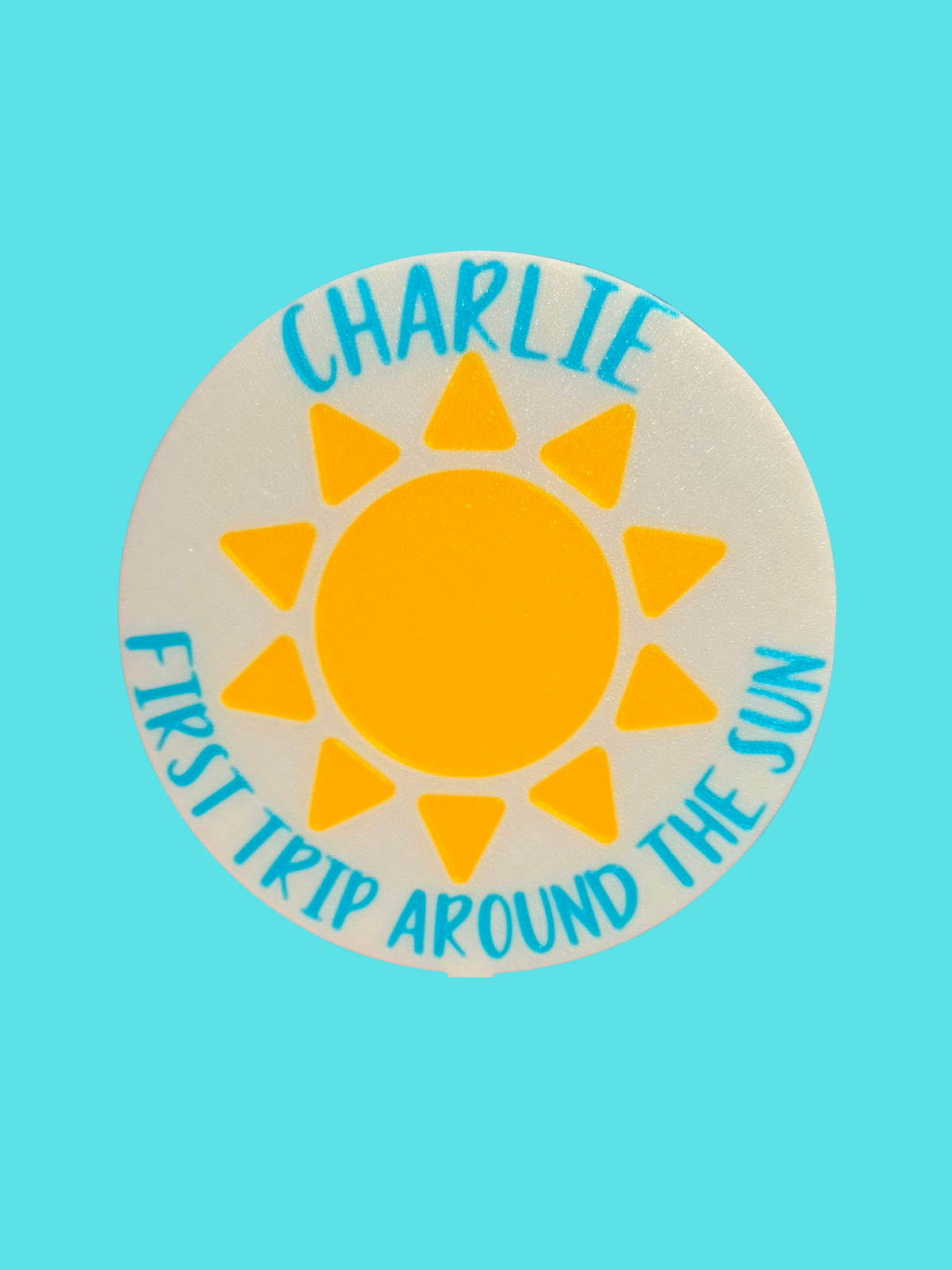 Personalised First Trip Around The Sun Cake Topper (Full Circle)