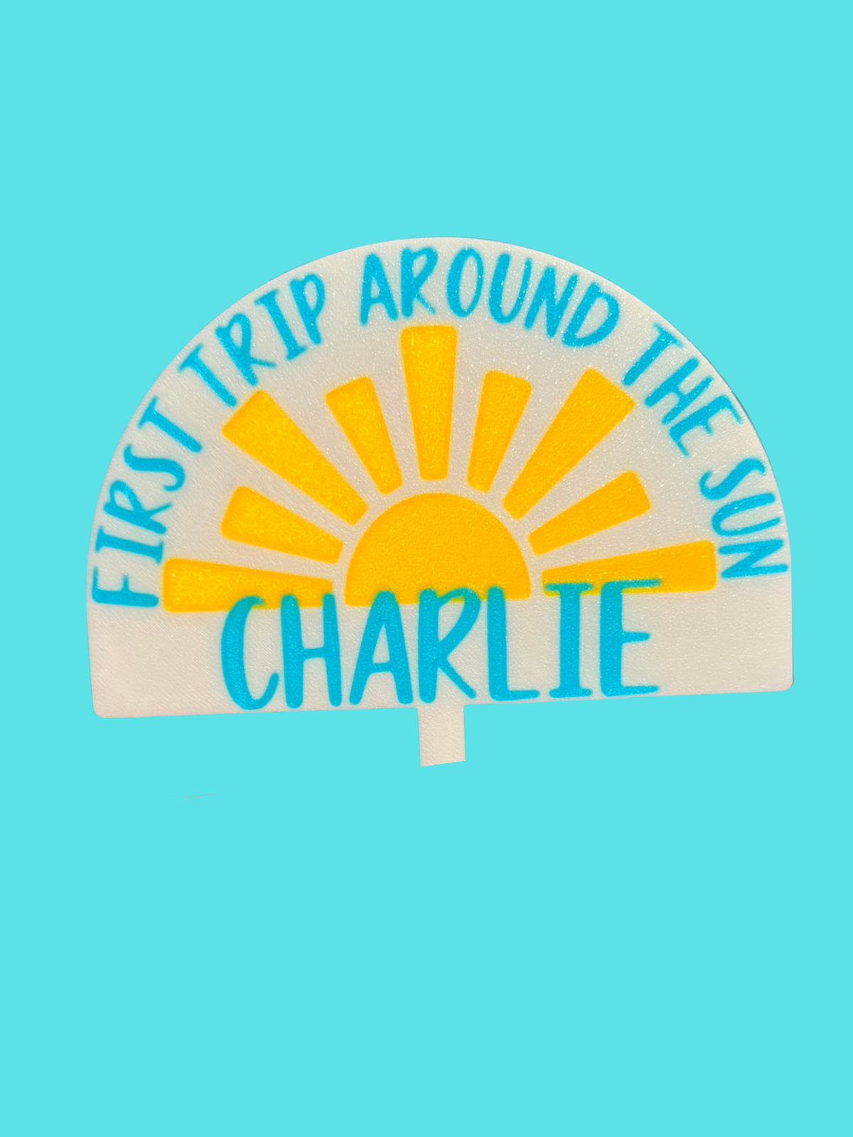 Personalised First Trip Around The Sun Cake Topper (Semi-Circle)