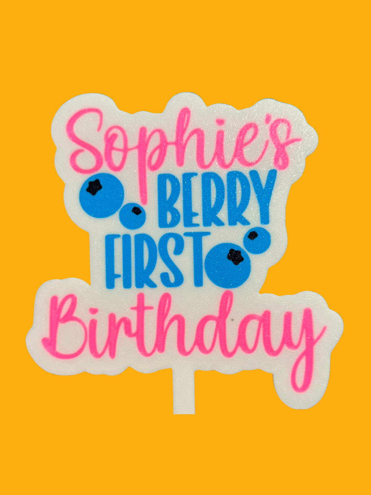 Personalised Berry First Birthday Cake Topper - Blueberry