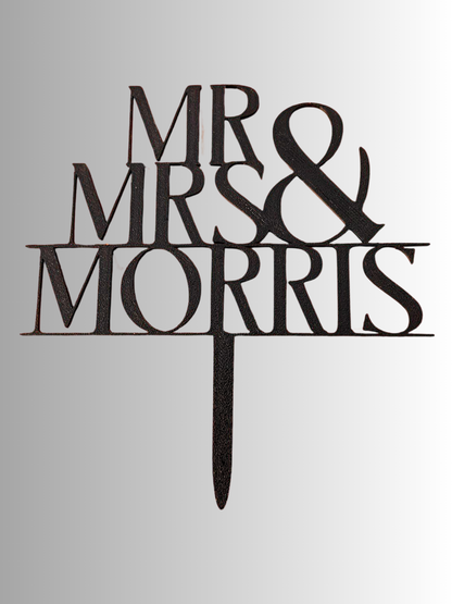 Personalised Wedding Cake Topper | Mr & Mrs Cake Topper | Custom Surname Wedding Topper | Rustic Wedding Decor