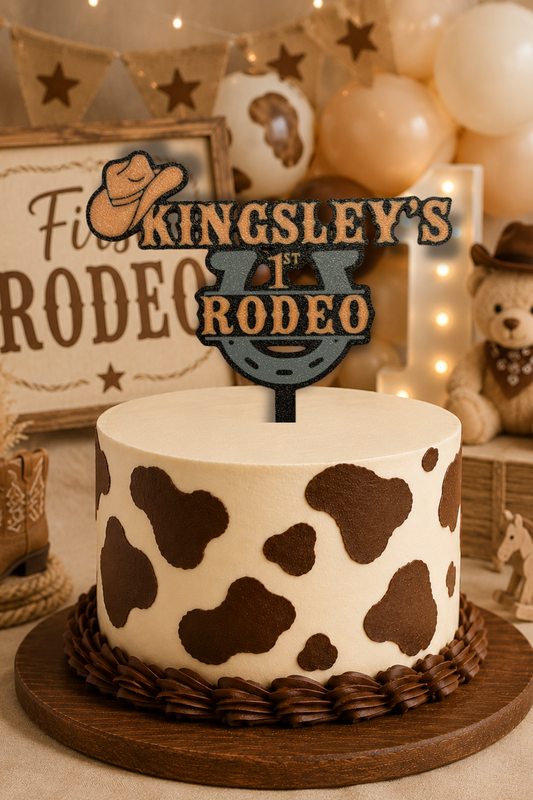 Personalised First Rodeo Birthday Cake Topper - product photo