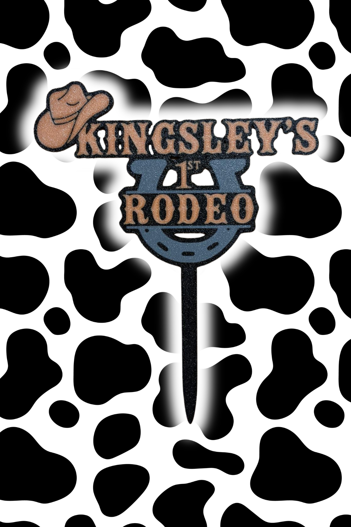 Personalised First Rodeo Birthday Cake Topper - scale view