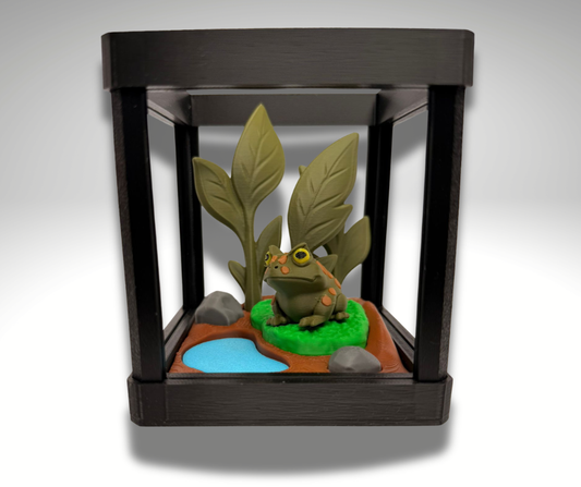 Tiny Pacman Frog Terrarium - 3D Printed Frog and Terrarium - Room Decor - product photo