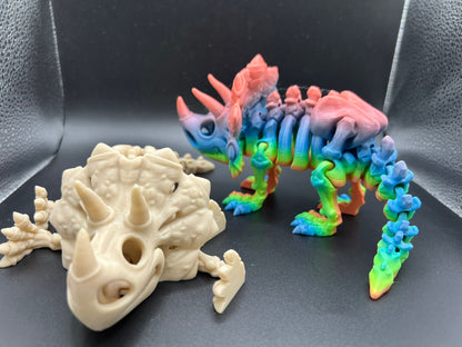 Articulated Fidget Skeleton Triceratops Dinosaur - Collectible Display Toy - scale view