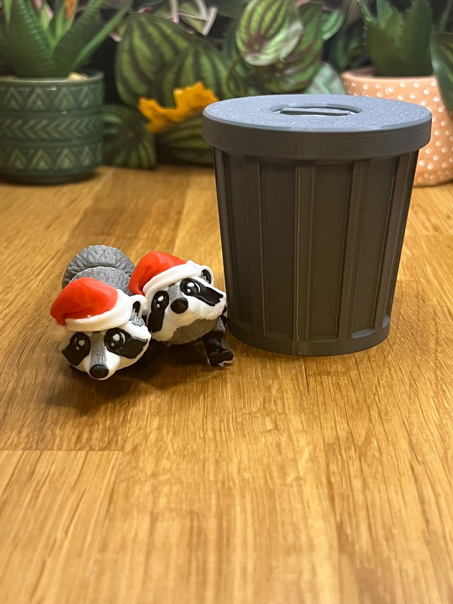 Mini Christmas Raccoon - Fidget Toy, Festive Decor - scale view