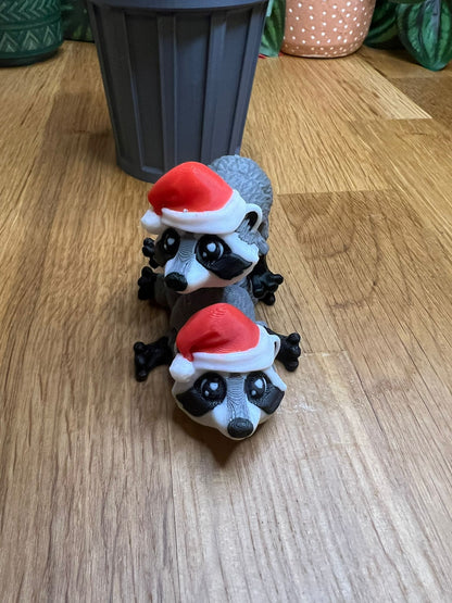 Mini Christmas Raccoon - Fidget Toy, Festive Decor - detail view