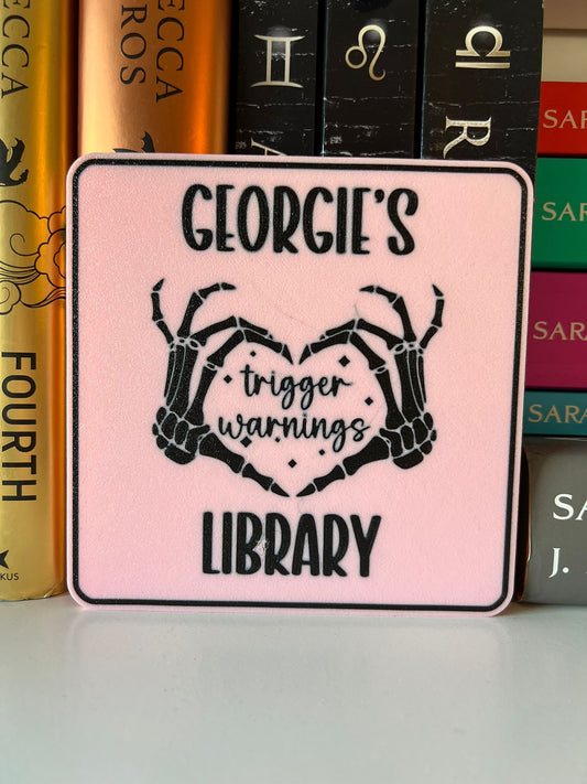 Trigger Warning Personalised Library Sign - product photo