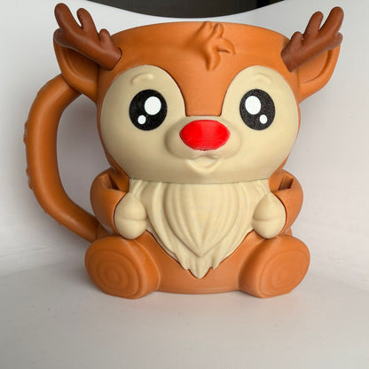 Rudy the Reindeer Ice Cream Holder - 3D Printed Cute Ice Pint Holder - scale view