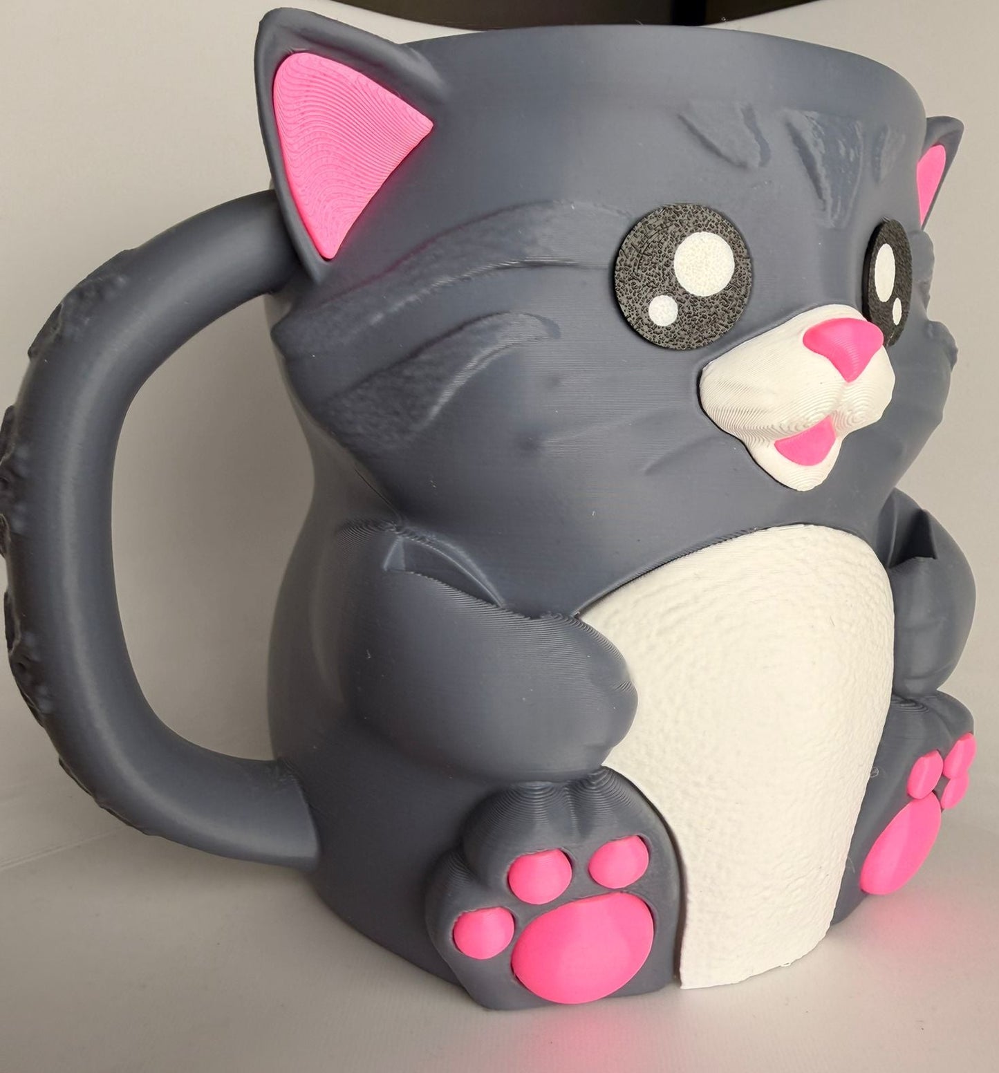 Cuddles the Cat Ice Cream Holder - 3D Printed Cute Ice Pint Holder - detail view