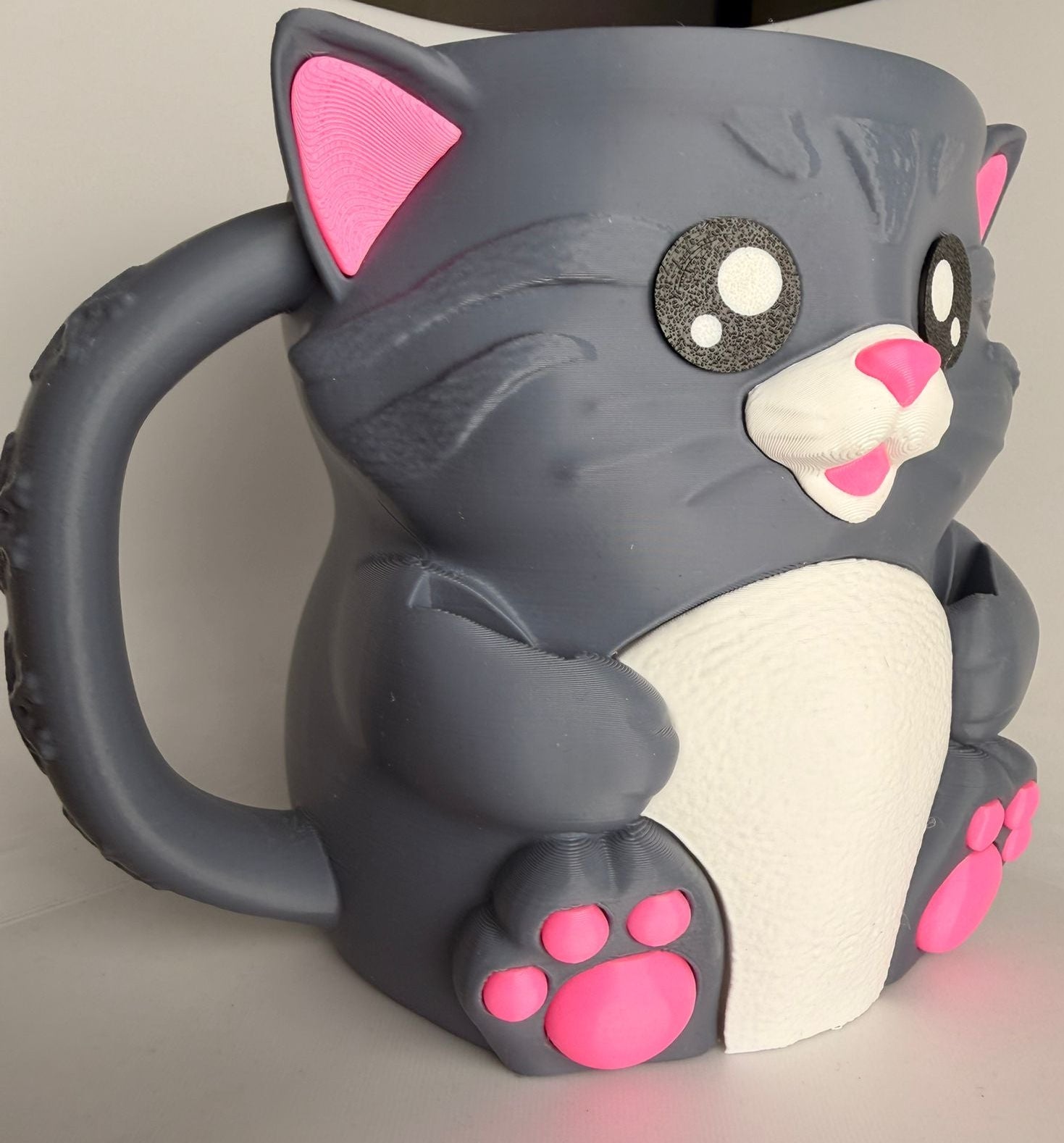 Cuddles the Cat Ice Cream Holder - 3D Printed Cute Ice Pint Holder - detail view