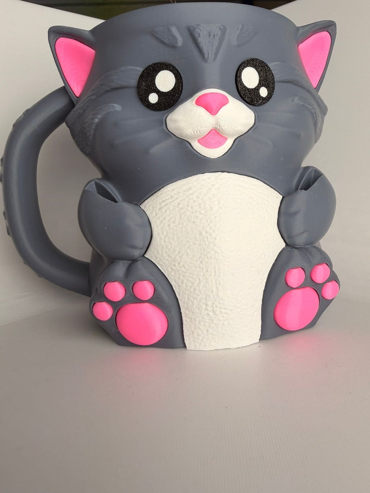 Cuddles the Cat Ice Cream Holder - 3D Printed Cute Ice Pint Holder - colour option
