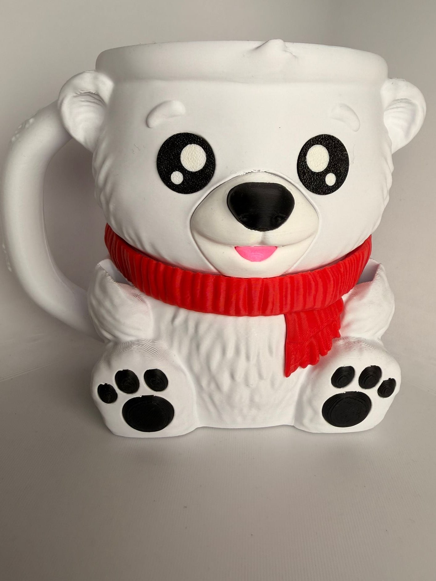 Pawblo the Polar Bear Ice Cream Holder - 3D Printed Cute Ice Pint Holder - detail view