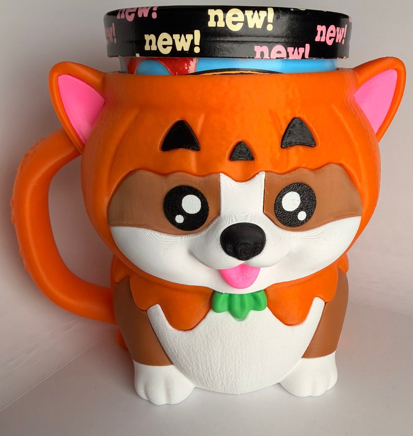 Kevin the Corgi Ice Cream Holder - 3D Printed Cute Ice Pint Holder - alternate angle