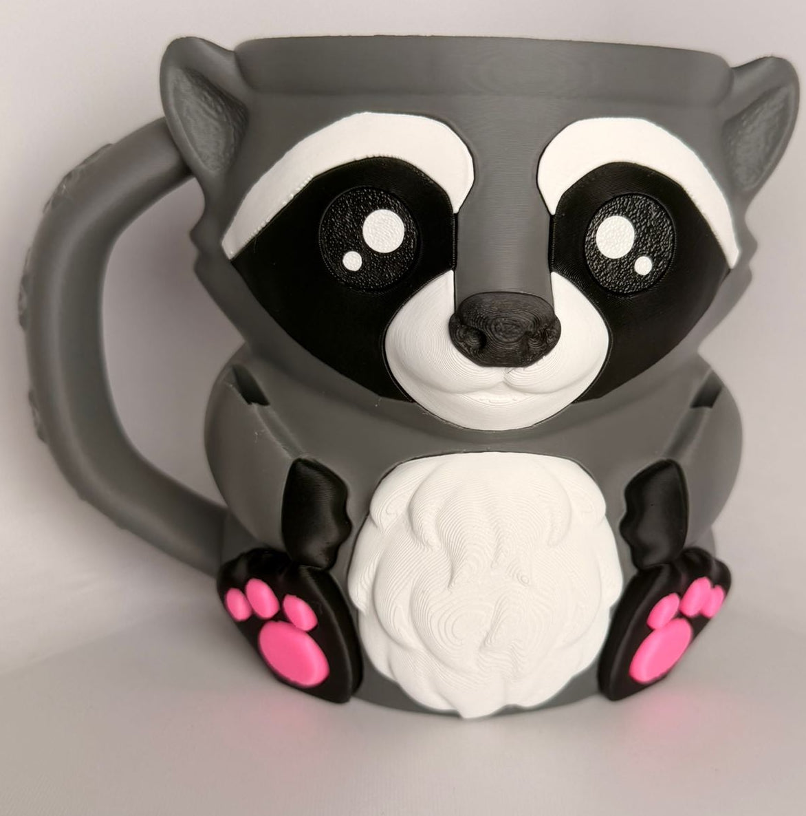 Rocky the Raccoon Ice Cream Holder - 3D Printed Cute Ice Pint Holder - detail view
