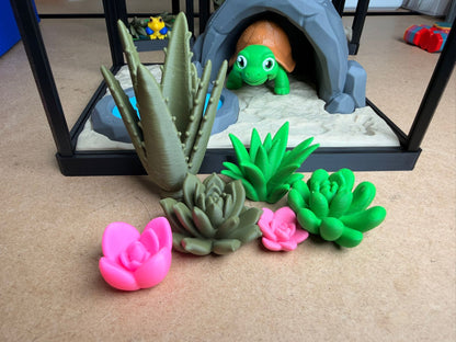 Fidget Tortoise Playset with 3D-Printed Tactile Figure Detailed Tank Environment Interactive Care Set & Stress Relief