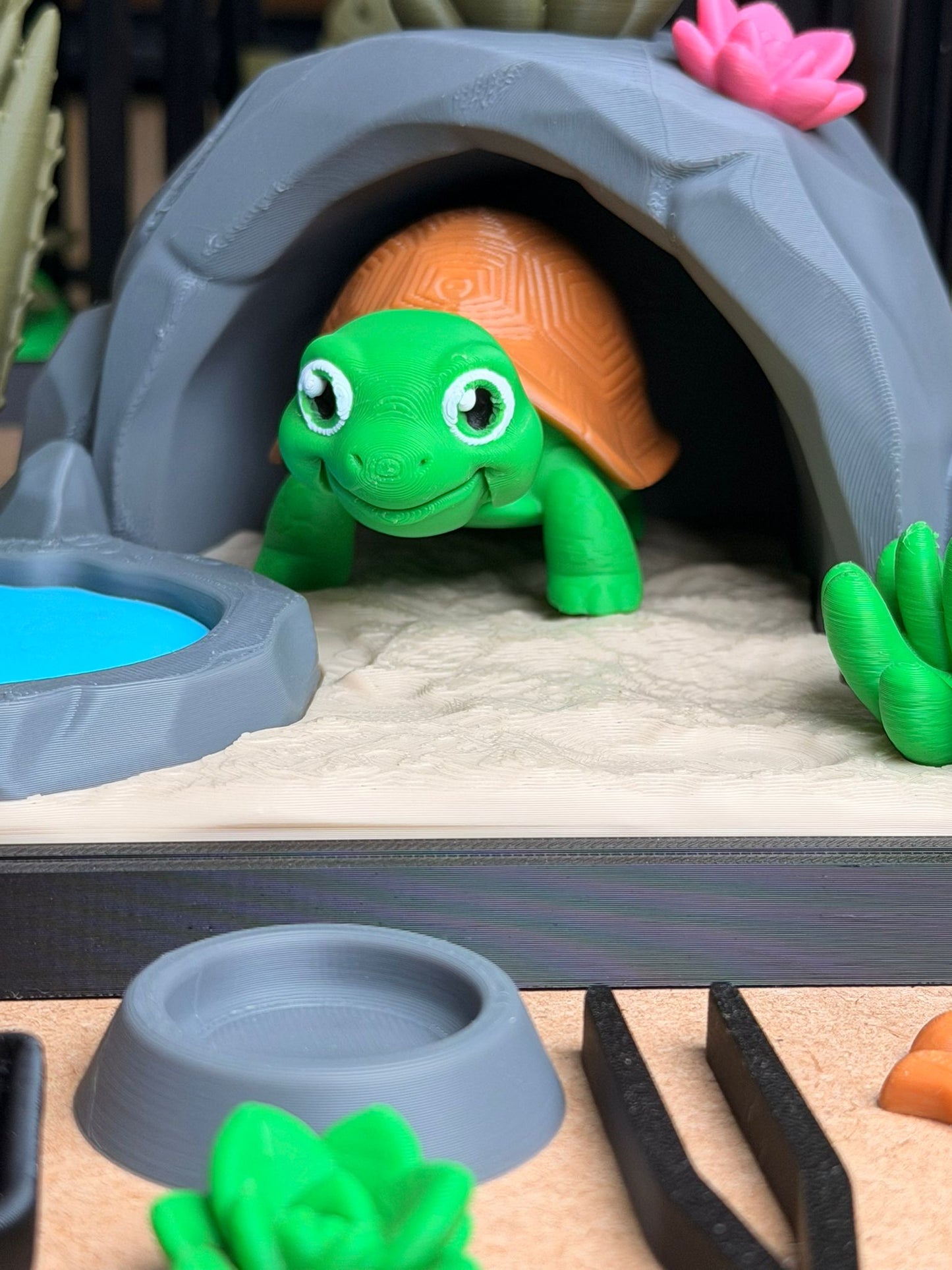 Fidget Tortoise Playset with 3D-Printed Tactile Figure Detailed Tank Environment Interactive Care Set & Stress Relief
